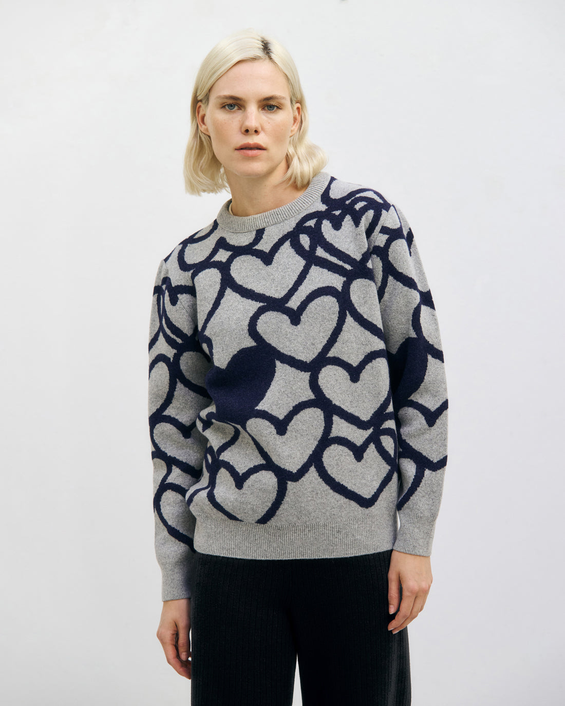 Affection Strick Sweatshirt Recycelte Wolle - Hellgrau