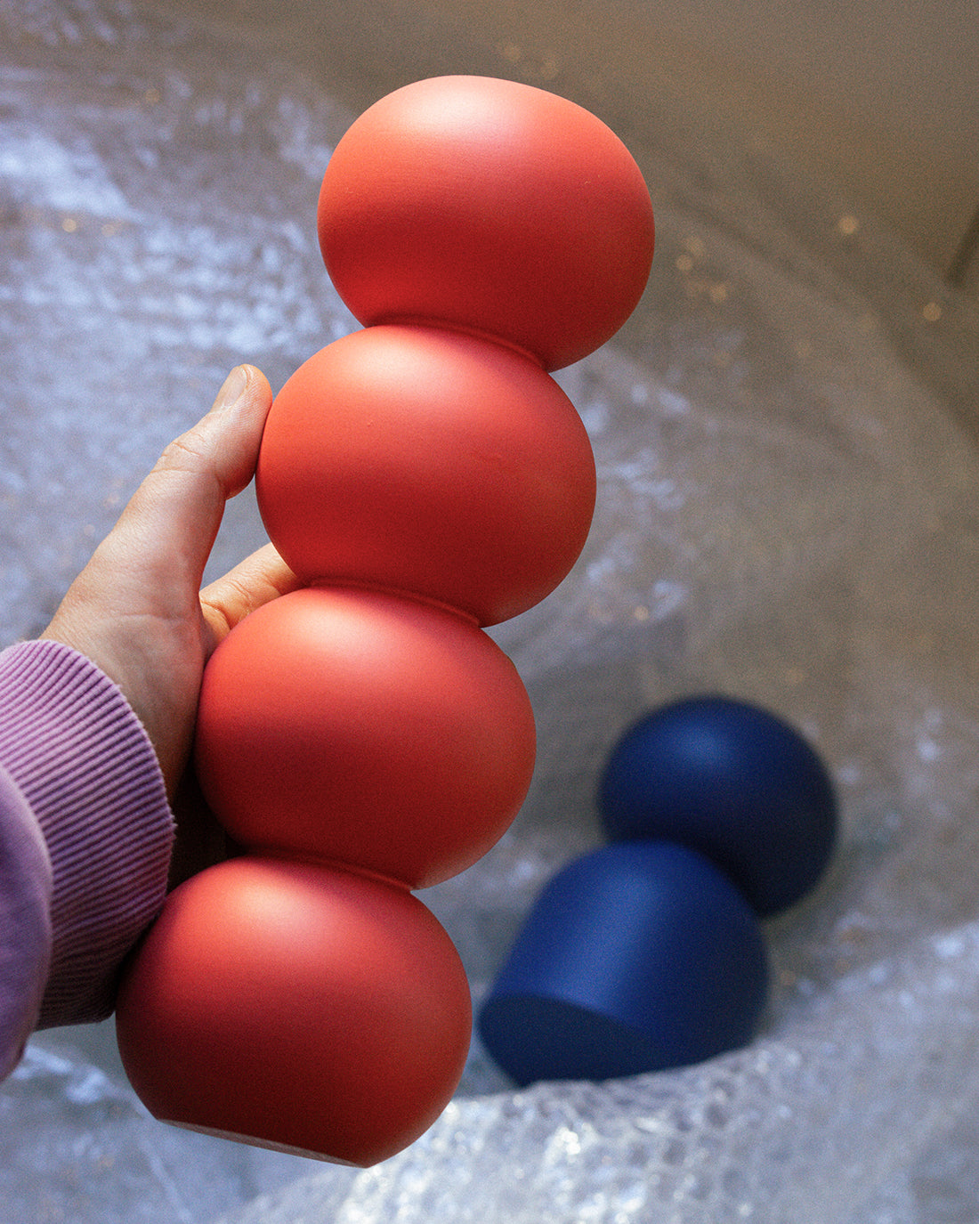 BUBBLE HOLZVASE 26 CM – ROT