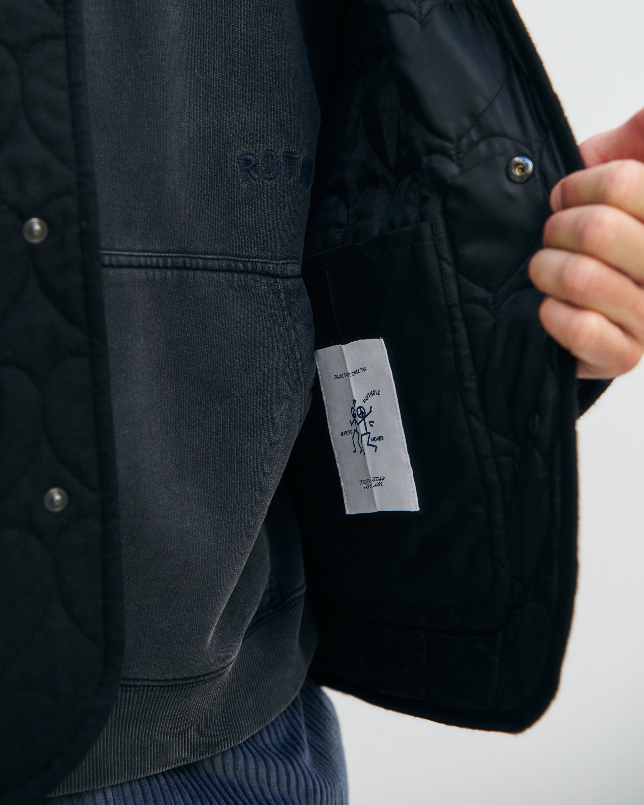 Flanell Steppjacke Bio Baumwolle - Schwarz