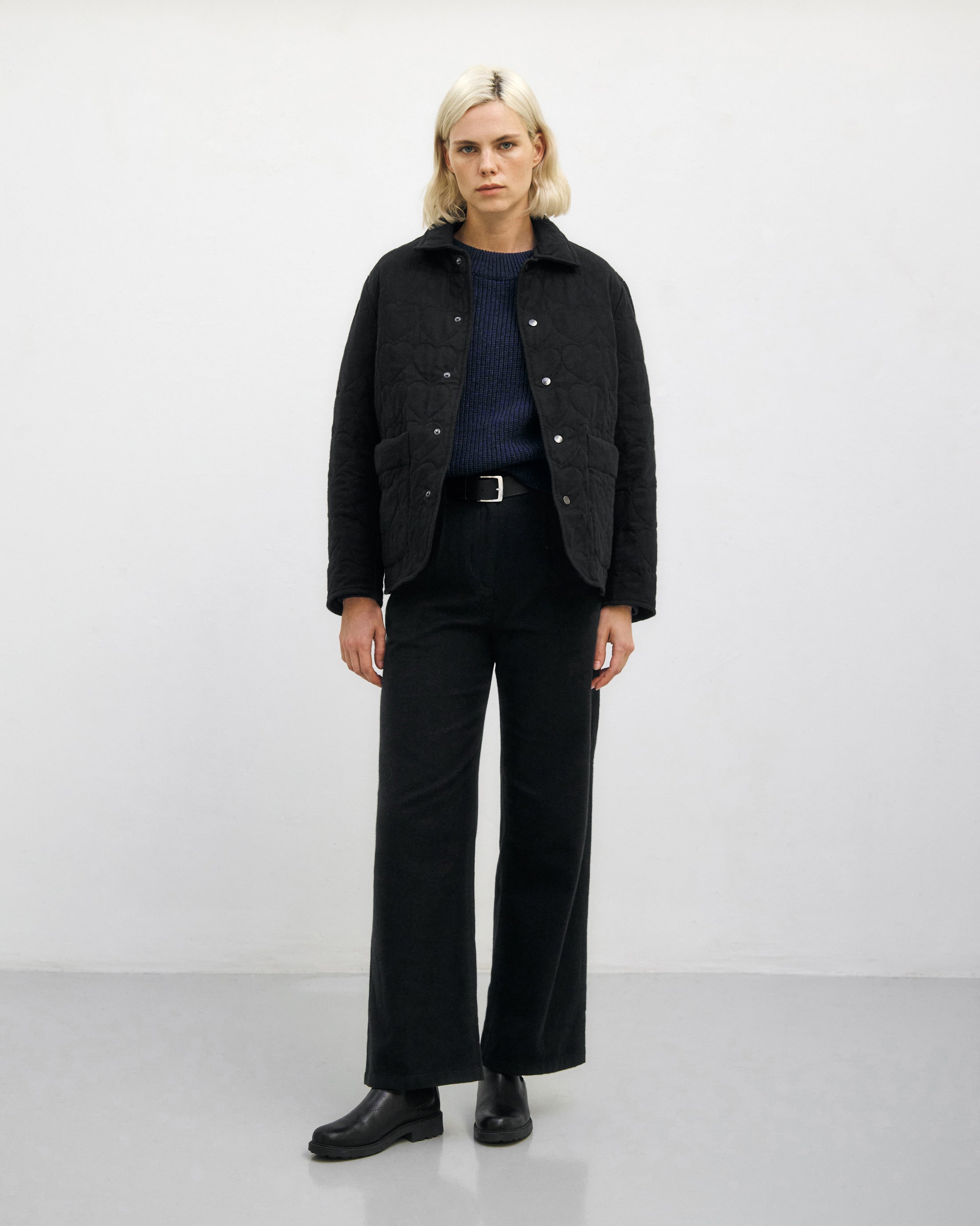 Flanell Steppjacke Bio Baumwolle - Schwarz