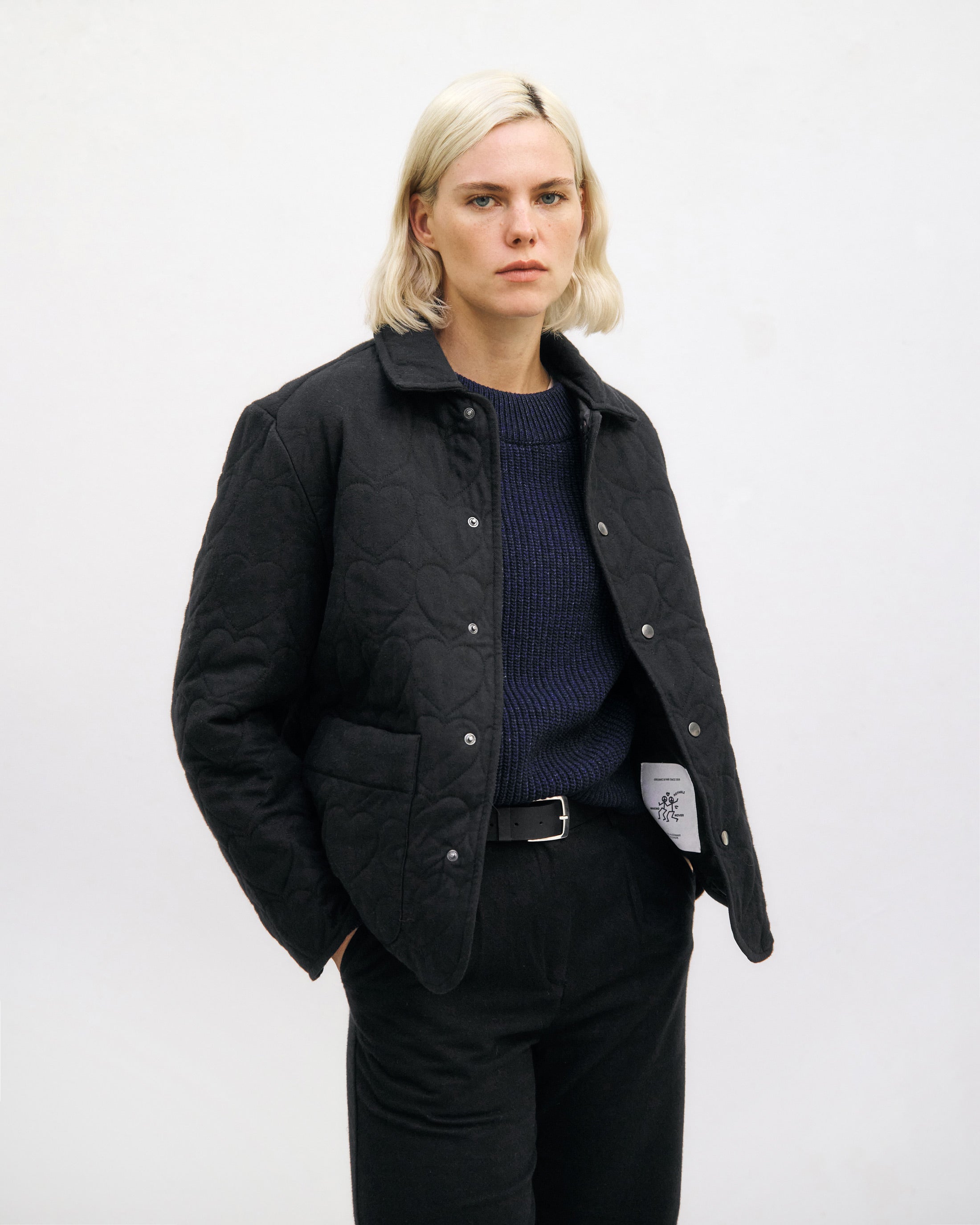 Flanell Steppjacke Bio Baumwolle - Schwarz