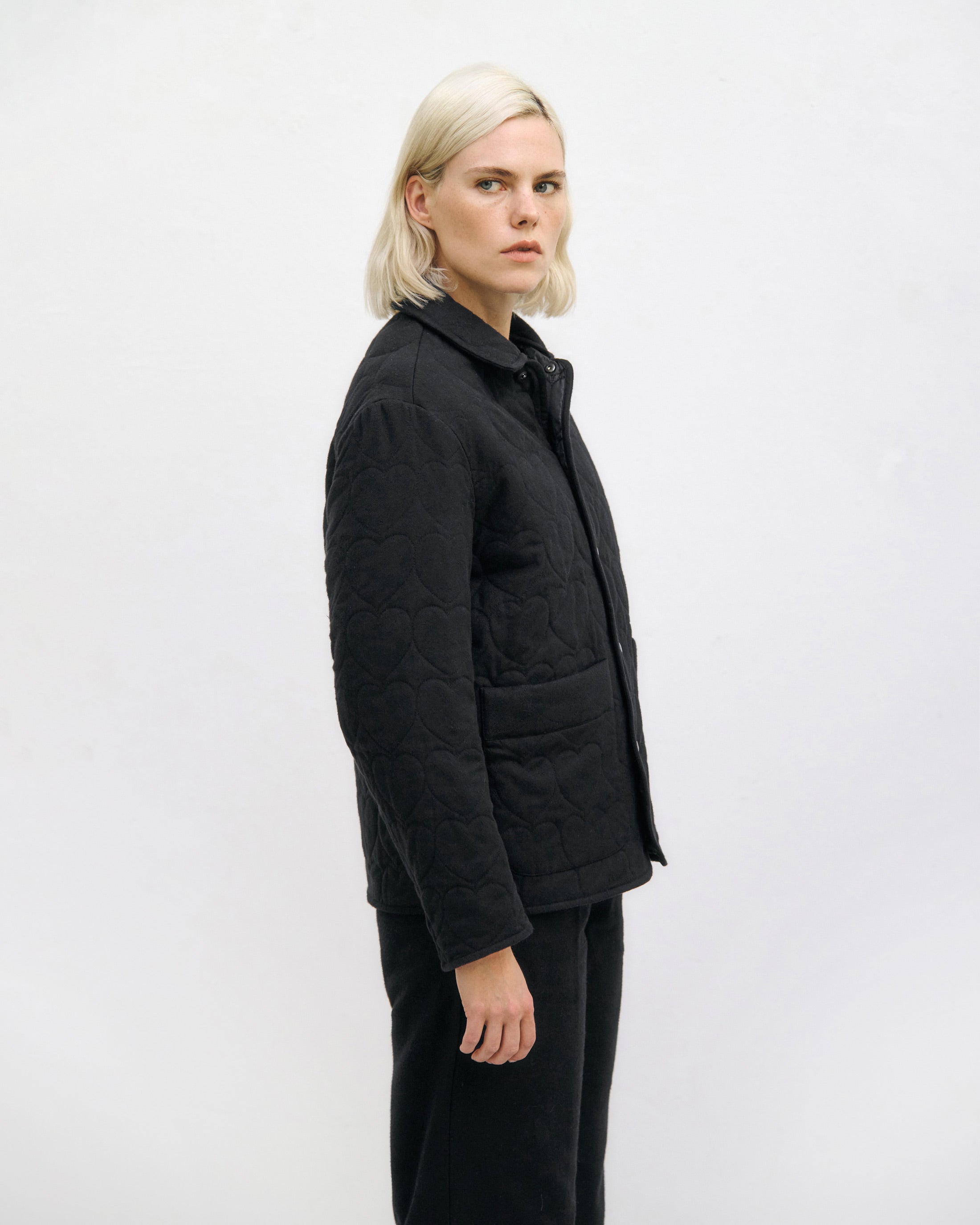 Flanell Steppjacke Bio Baumwolle - Schwarz