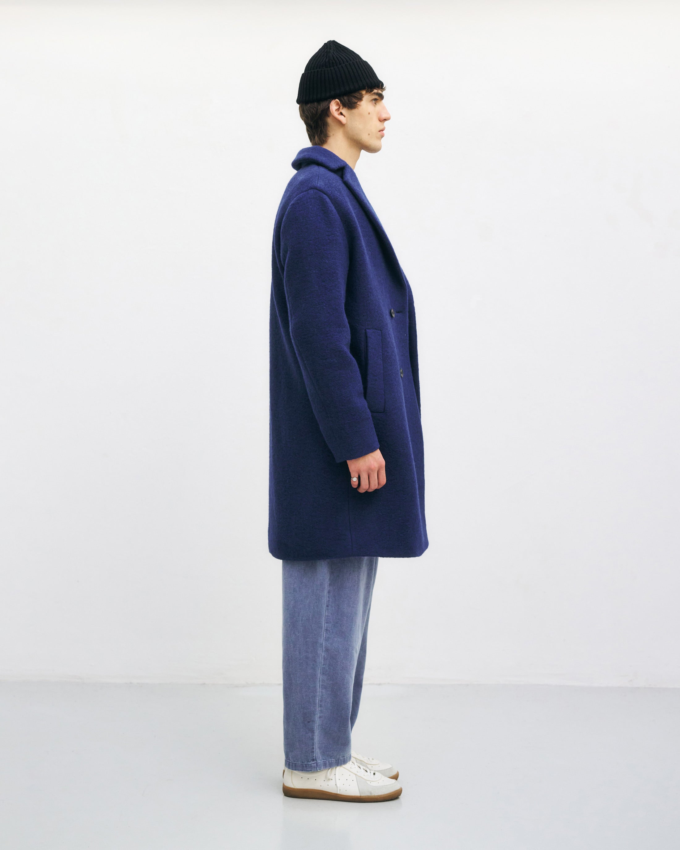 Mantel Bio Wollmischung - Royalblau
