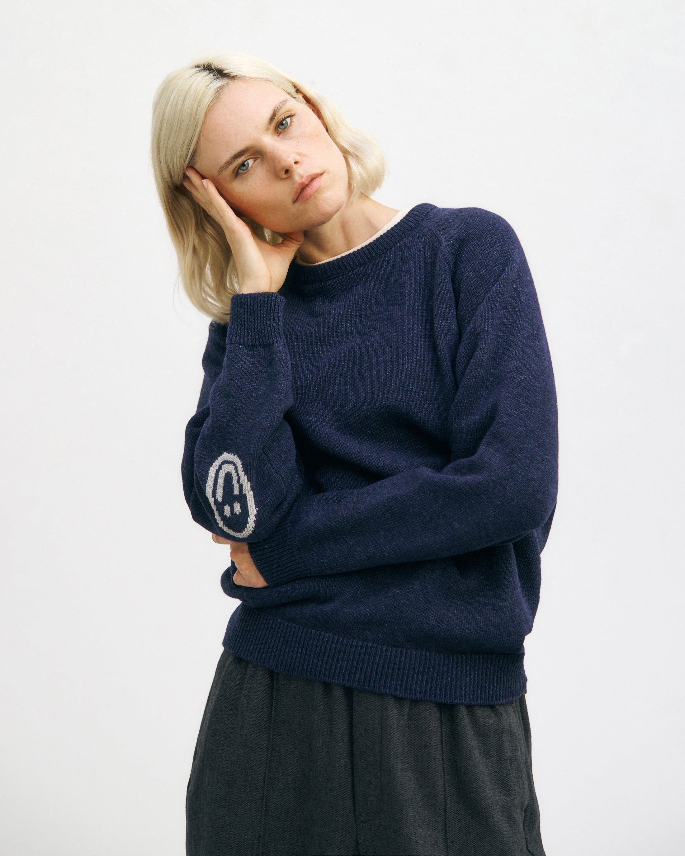 Smiling Strickpullover Recycelte Wolle - Dunkelblau
