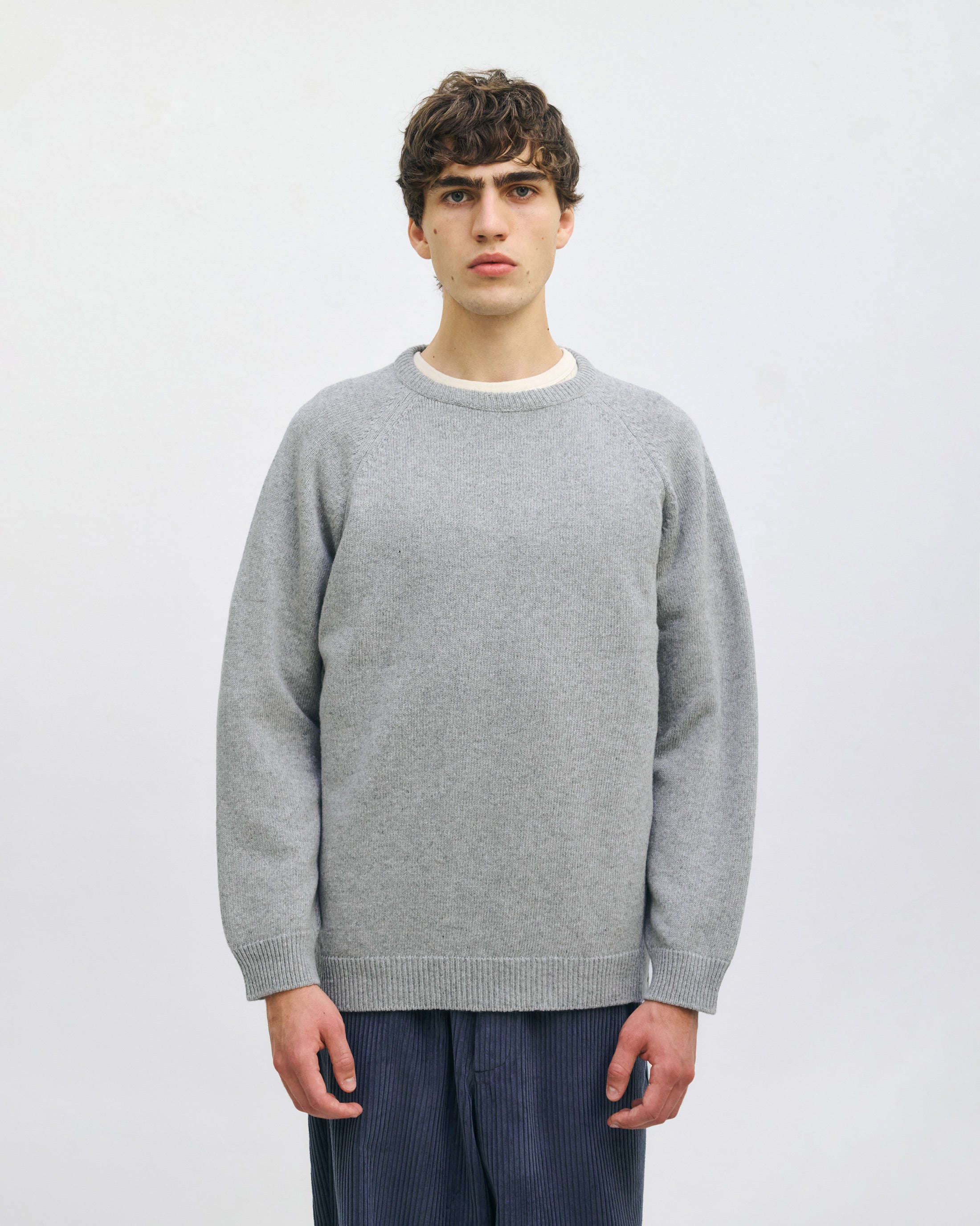 Smiling Strickpullover Recycelte Wolle - Hellgrau