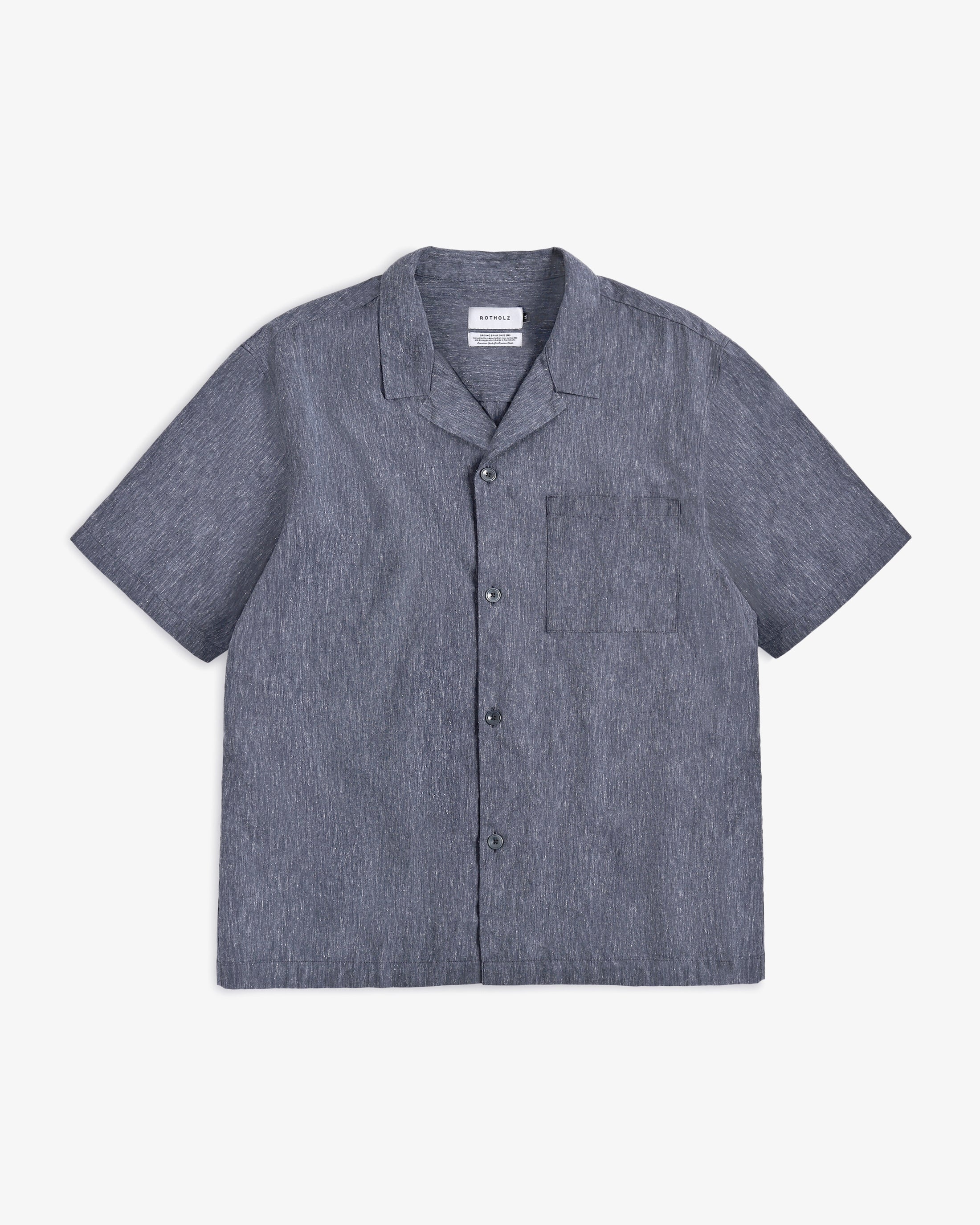 Meliertes Bowling Shirt Bio Baumwolle - Blau