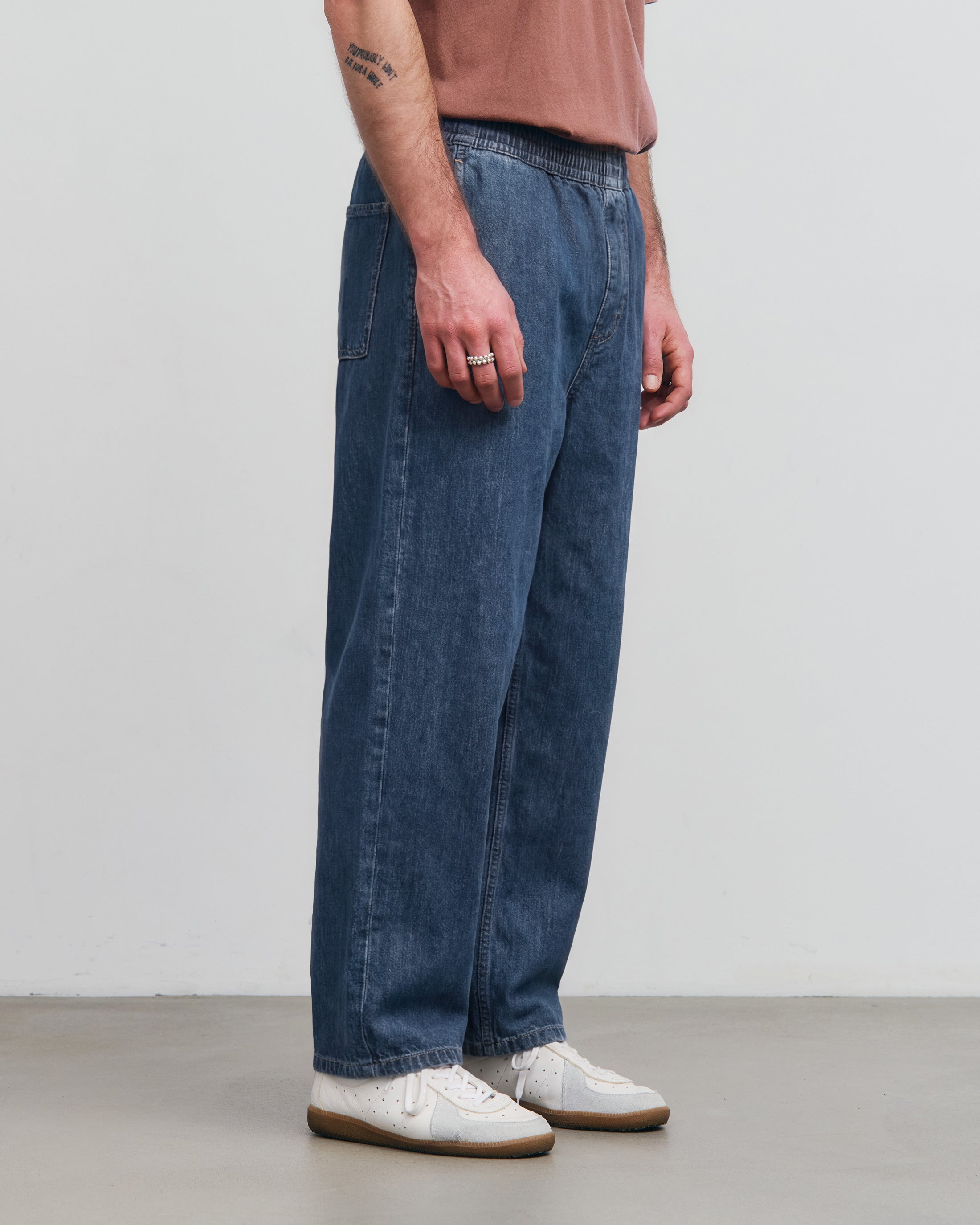 Weite Denim Hose recycelte Baumwolle – Blau