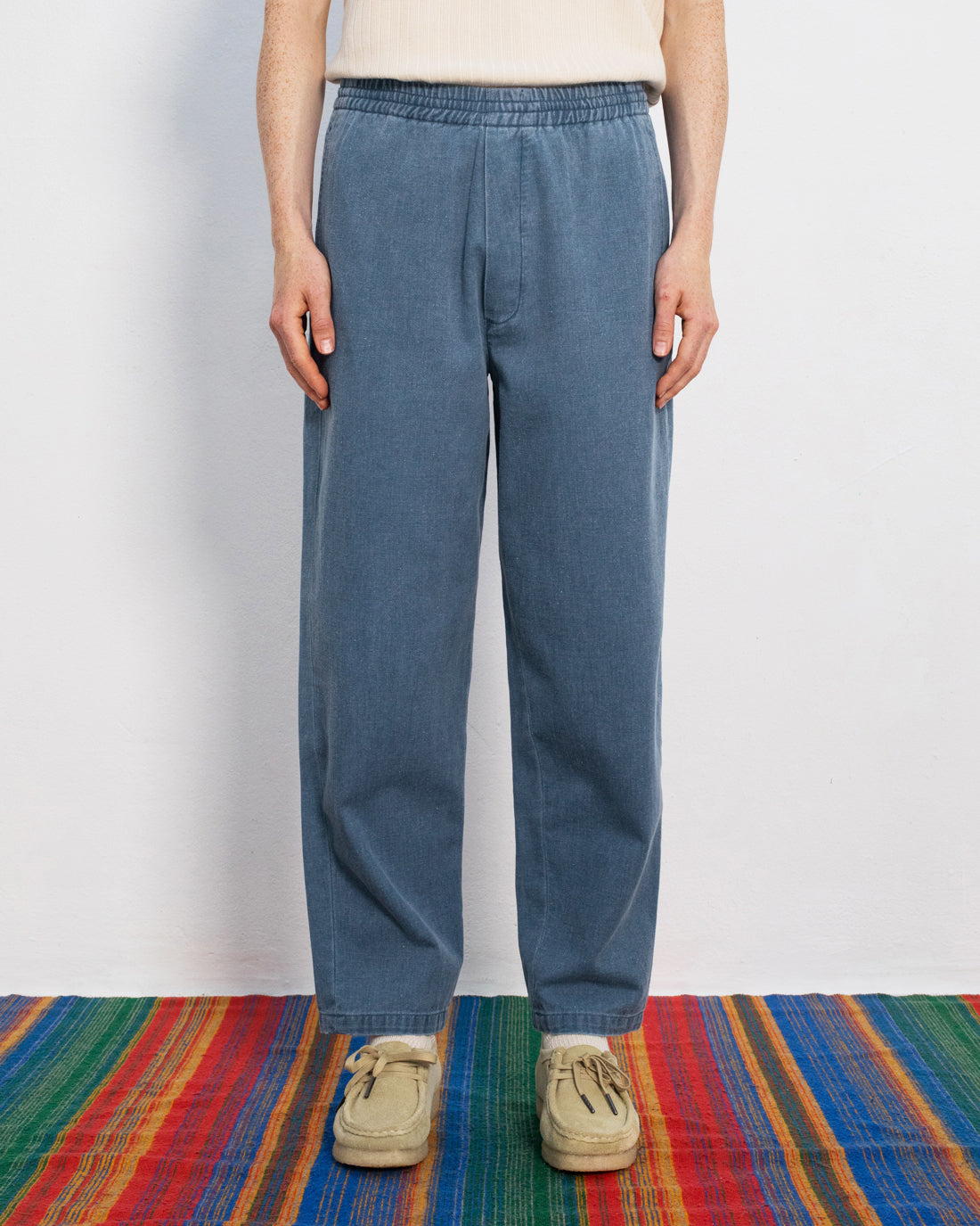 Weite Denim Hose Recycelte Baumwolle - Blau