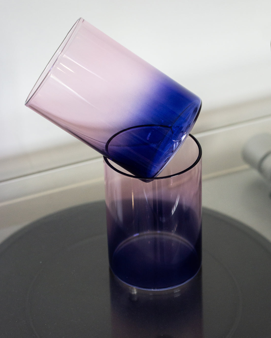 ZWEITON TRINKGLAS – PINK/BLAU