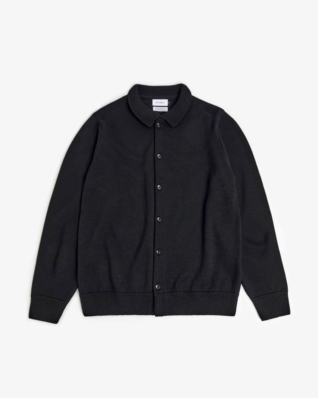 Strick Shirt Merinowolle - Schwarz