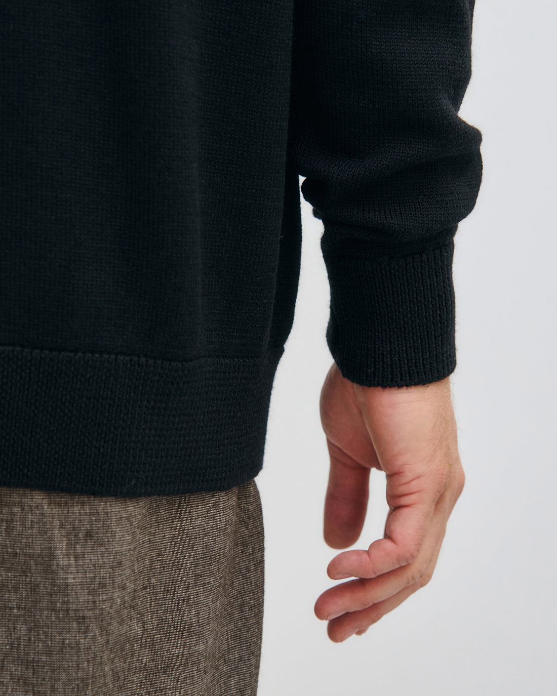 Strick Shirt Merinowolle - Schwarz
