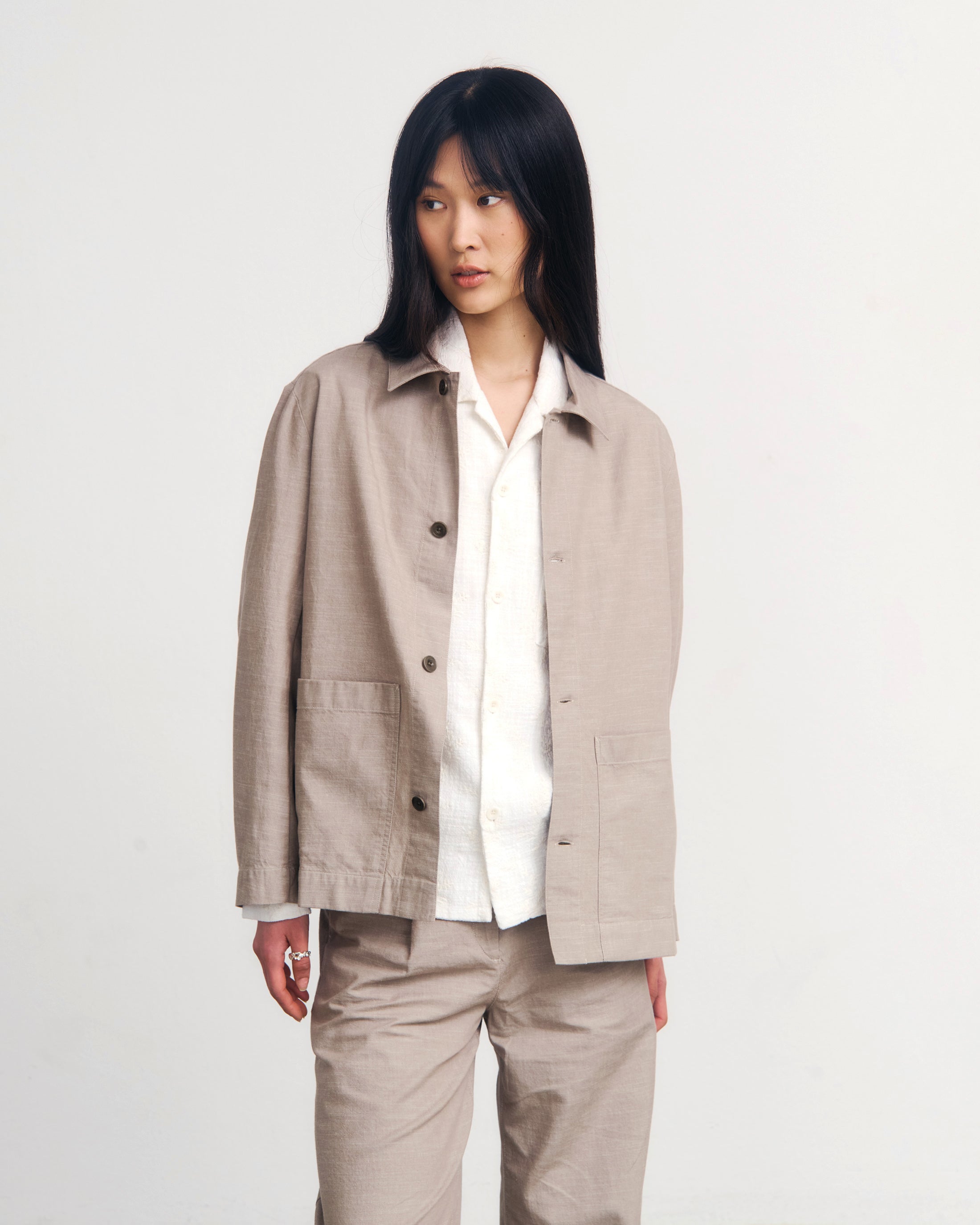 Leichte Workwear Jacke Bio Baumwolle - Sand