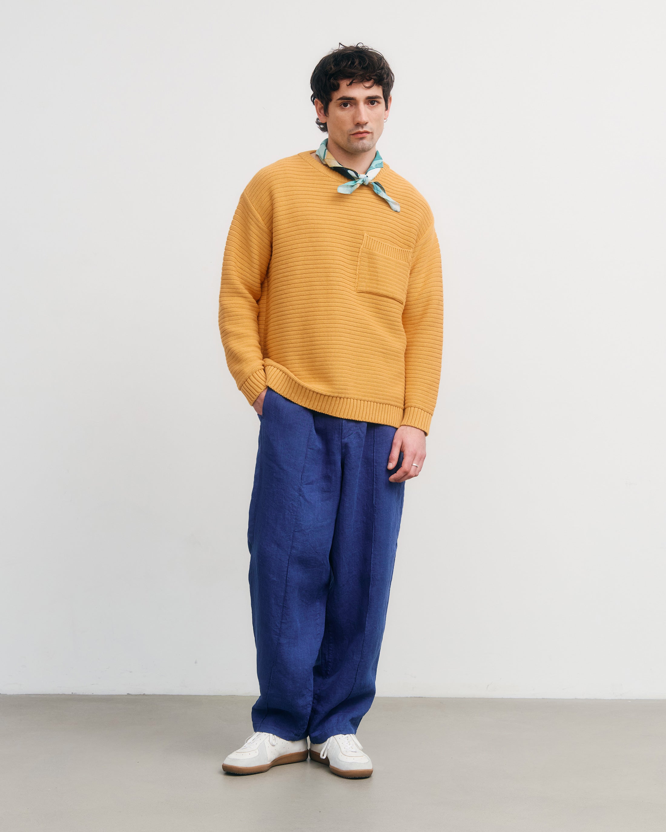 Gerippter Strickpullover Bio Baumwolle - Gelb