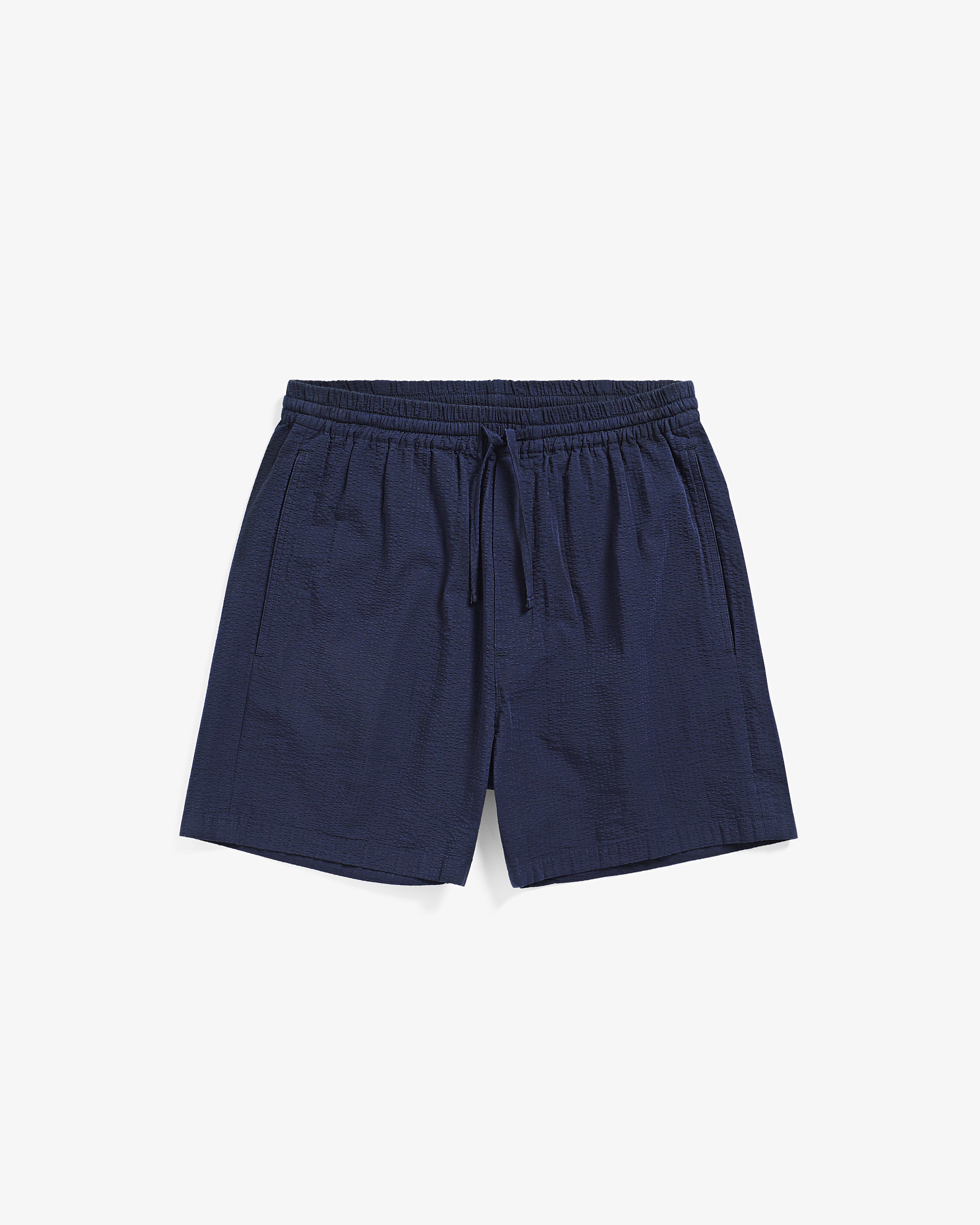 Kurze Seersucker Hose Bio Baumwolle - Dunkelblau