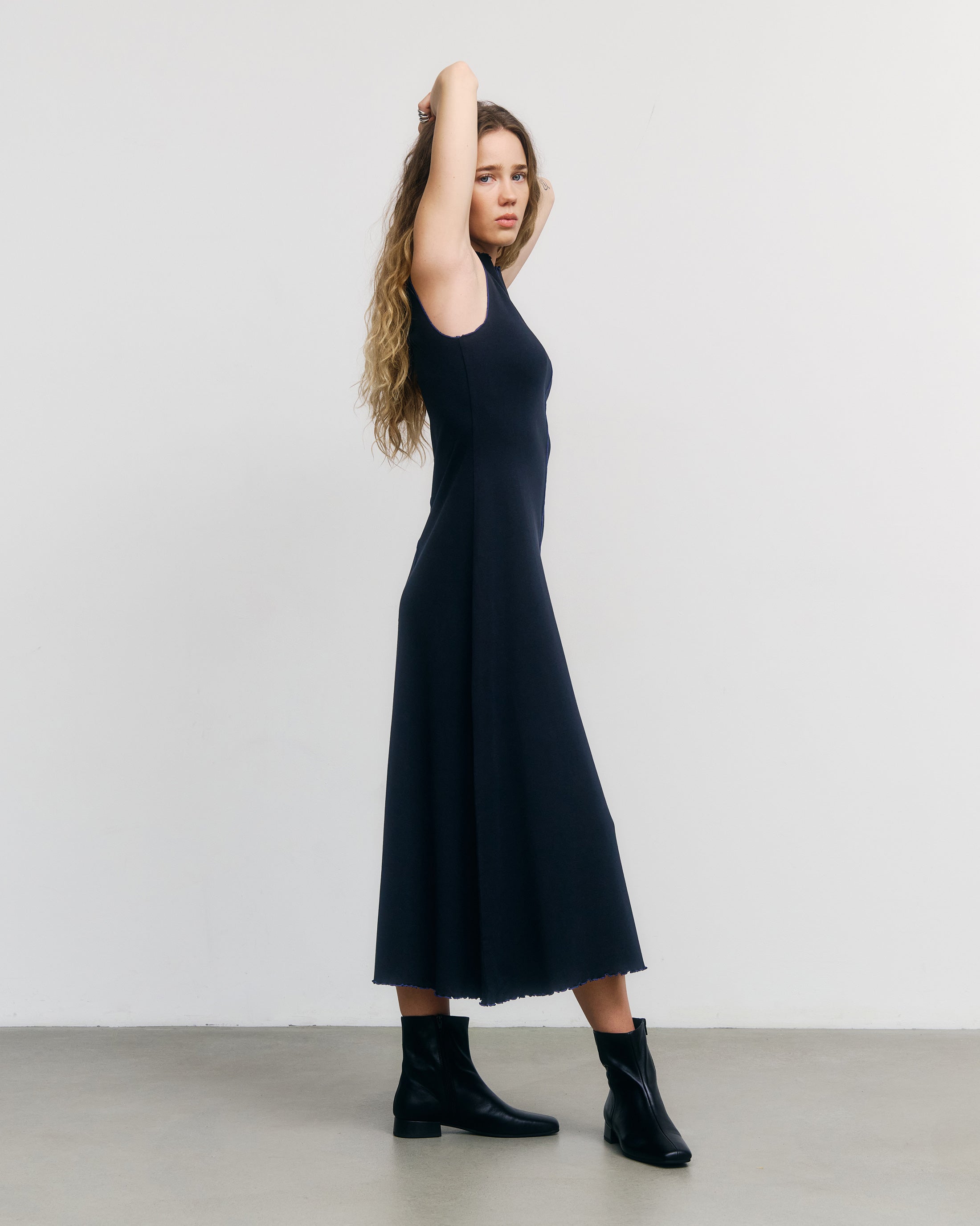 Pin-Tucked Kleid Bio Baumwolle - Schwarz