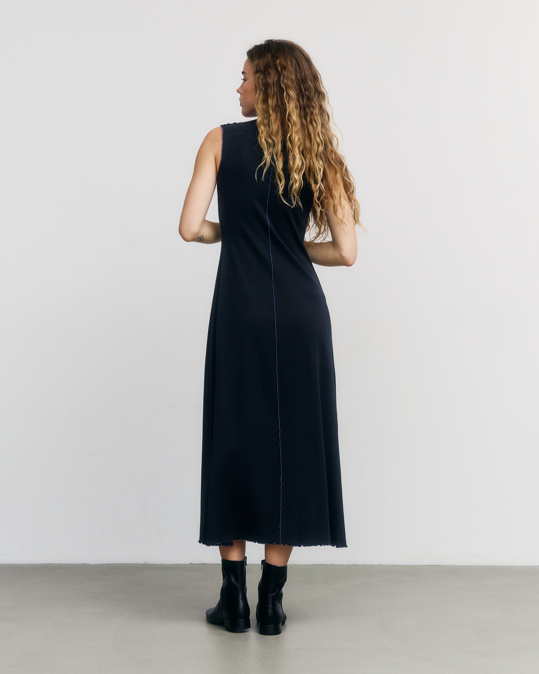 Pin-Tucked Kleid Bio Baumwolle - Schwarz