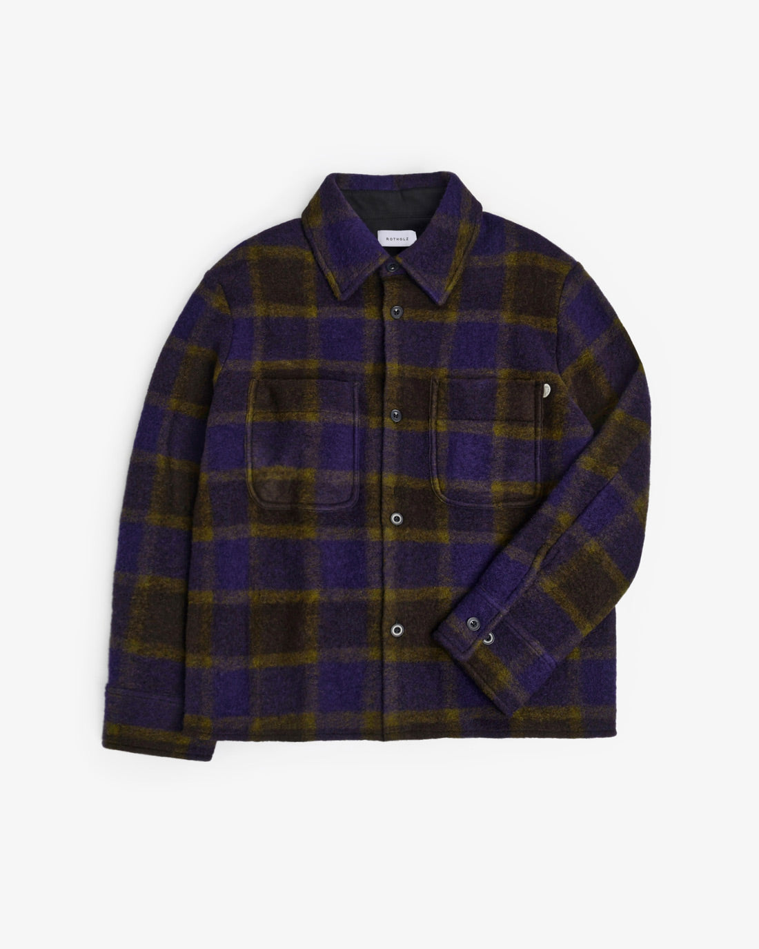 Schweres Overshirt Bio Wollmischung - Lila Kariert