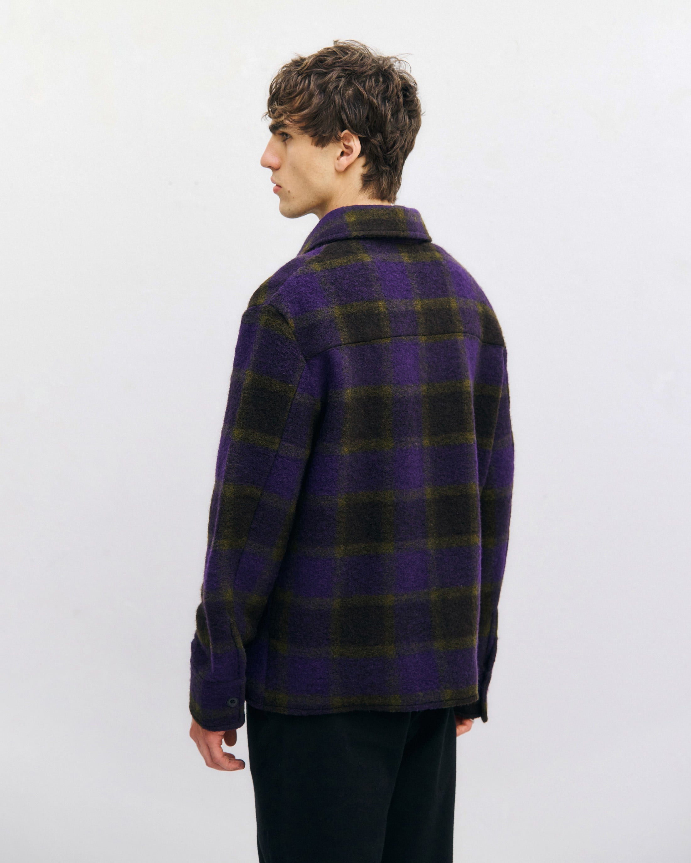 Schweres Overshirt Bio Wollmischung - Lila Kariert
