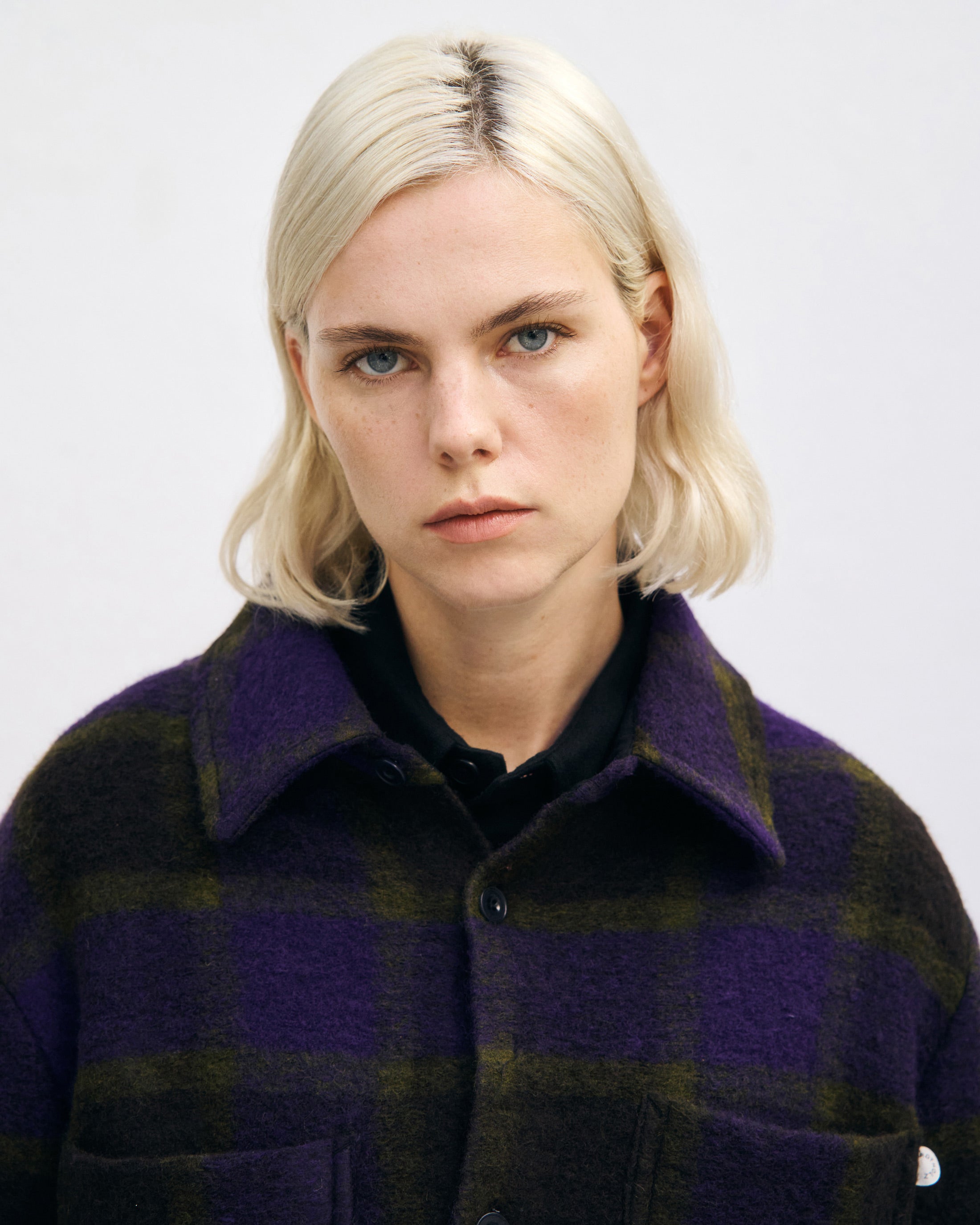 Schweres Overshirt Bio Wollmischung - Lila Kariert