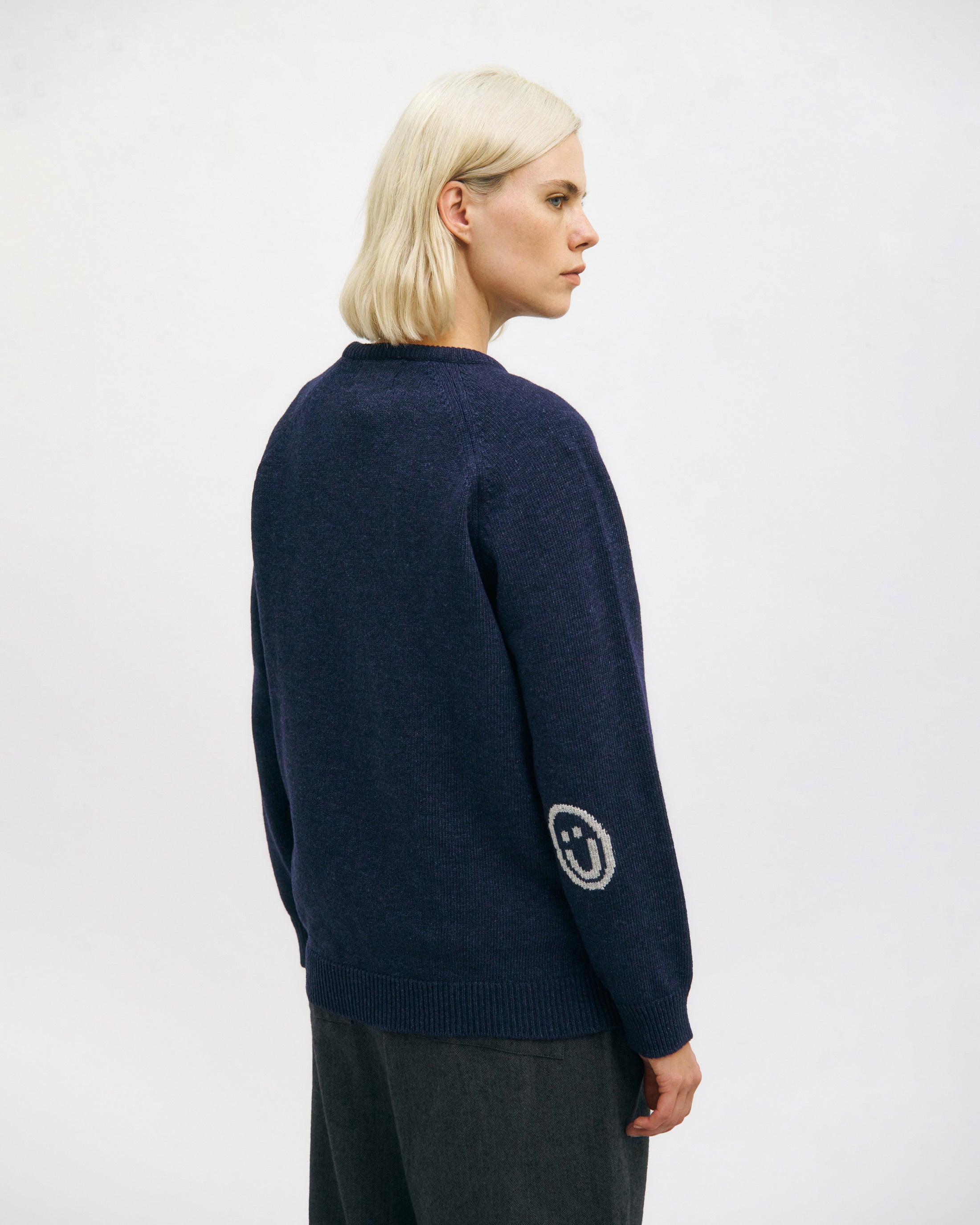 Smiling Strickpullover Recycelte Wolle - Dunkelblau