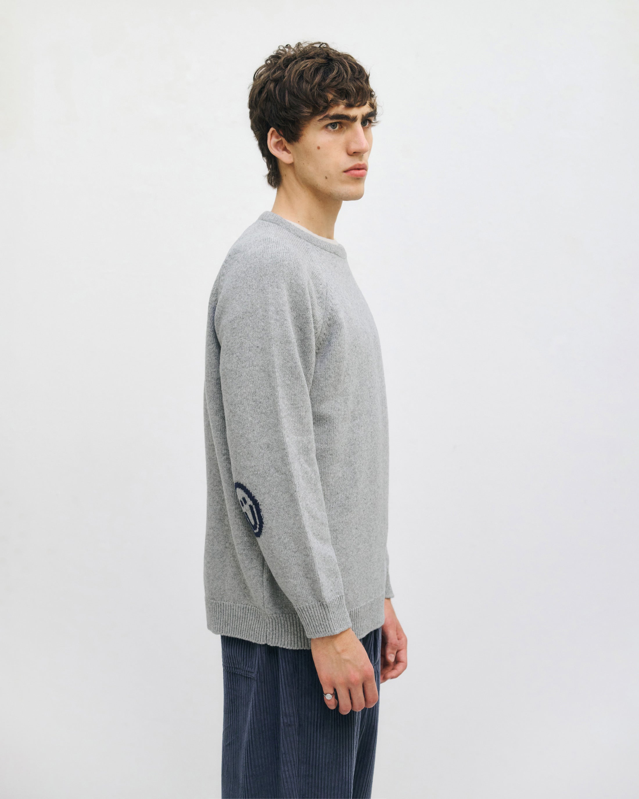 Smiling Strickpullover Recycelte Wolle - Hellgrau